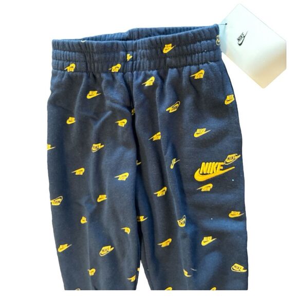 Nike Blue Jogger Pants with Yellow Logo kids size 4T New $44 - Picture 2 of 3